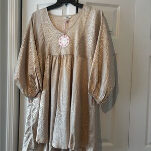 Umgee  Shimmery Champagne/Animal Print Dress